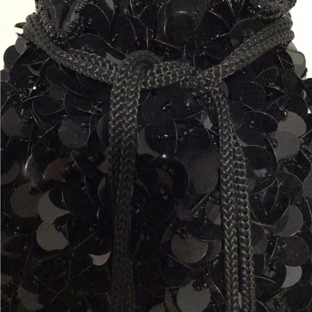 Evening Bag Beaded Sequins Drawstring Evening Bla… - image 8